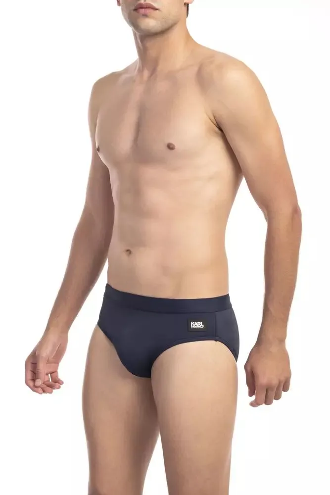 Karl Lagerfeld Men's Chic Monocolor Swimwear with Logo Patch