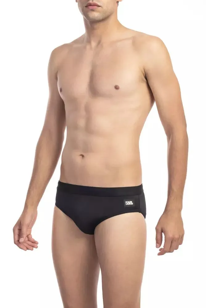 Karl Lagerfeld Men's Classic Monocolor Swim Speedo with Logo Patch