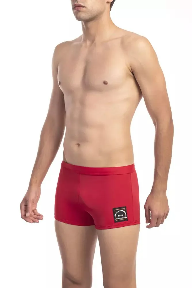 Karl Lagerfeld Men's Chic Red Monocolor Trunk with Front Logo