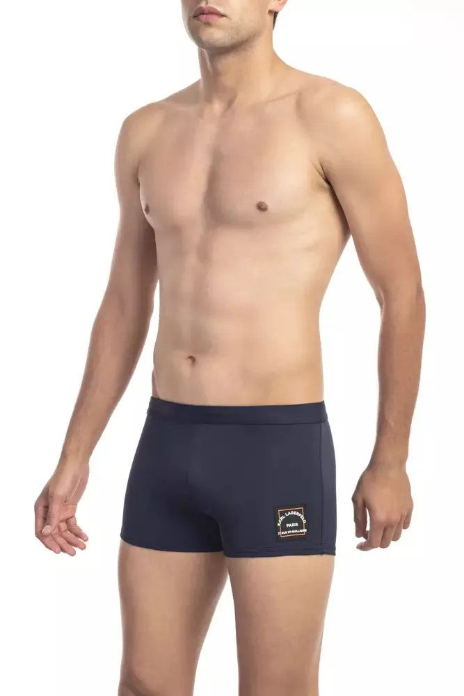 Karl Lagerfeld Men's Classic Blue Trunk with Front Logo Patch