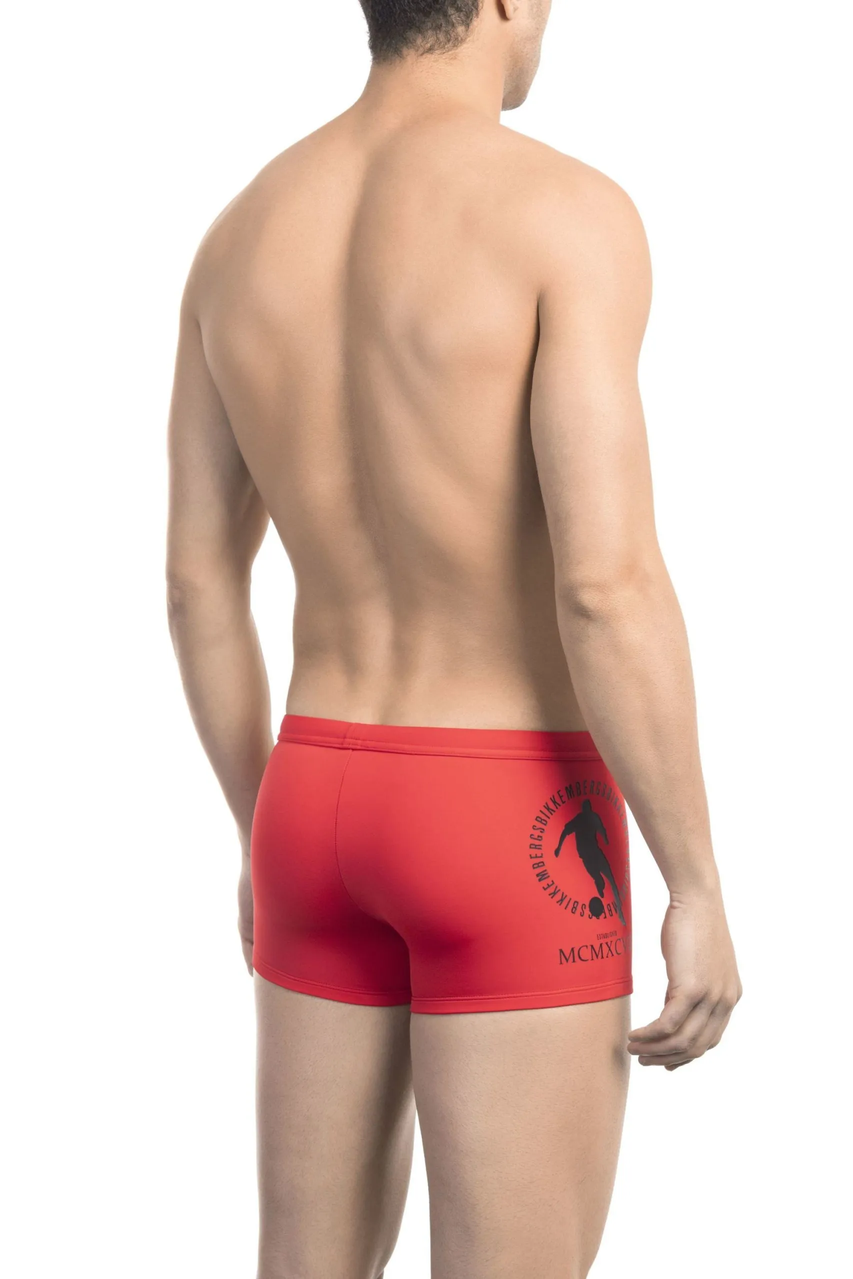 Bikkembergs Men's Sleek Red Stretch Swim Trunk