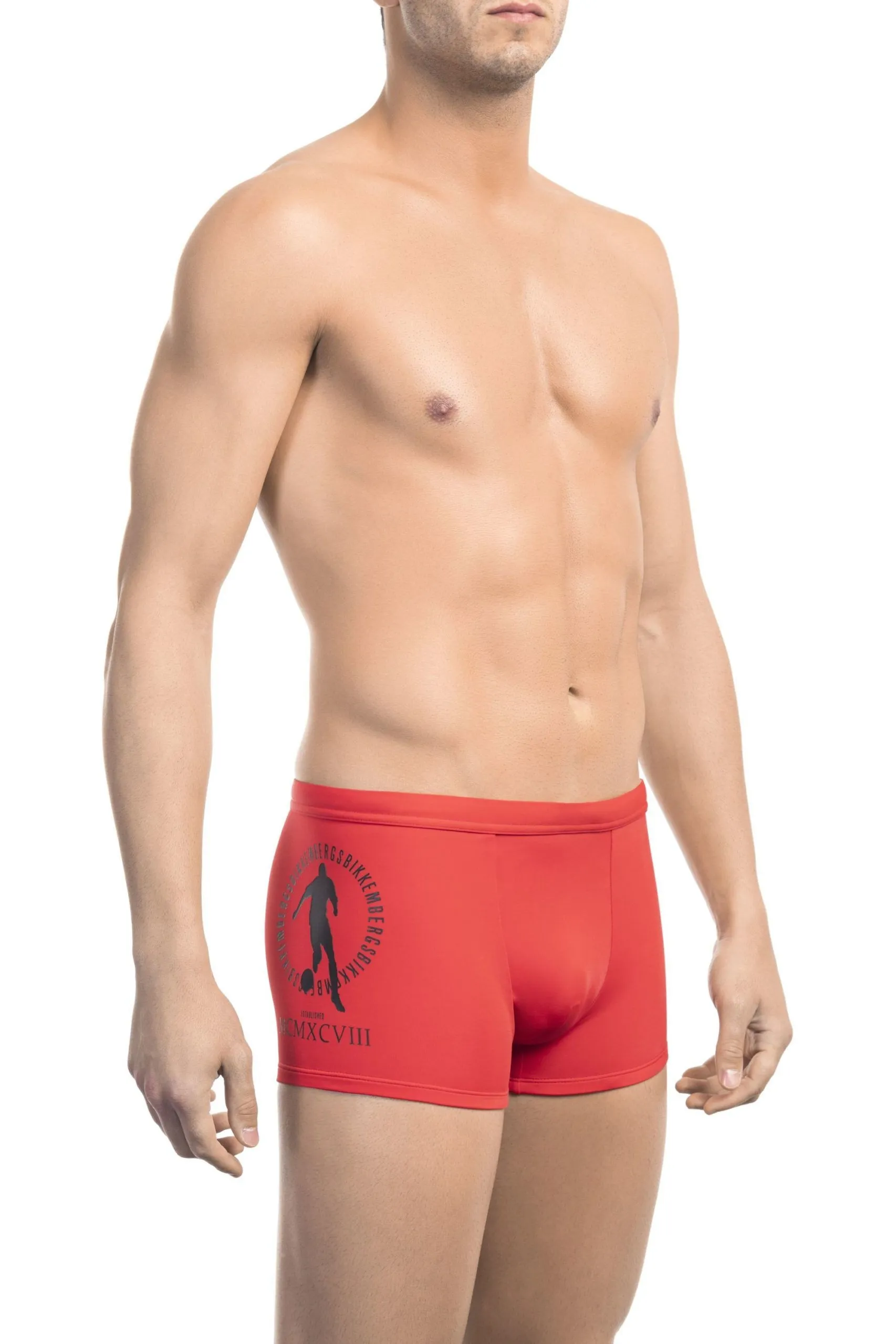 Bikkembergs Men's Sleek Red Stretch Swim Trunk
