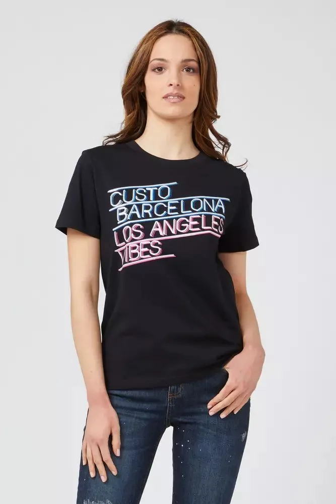 Custo Barcelona Women's Chic Black Printed Tee - Effortless Style
