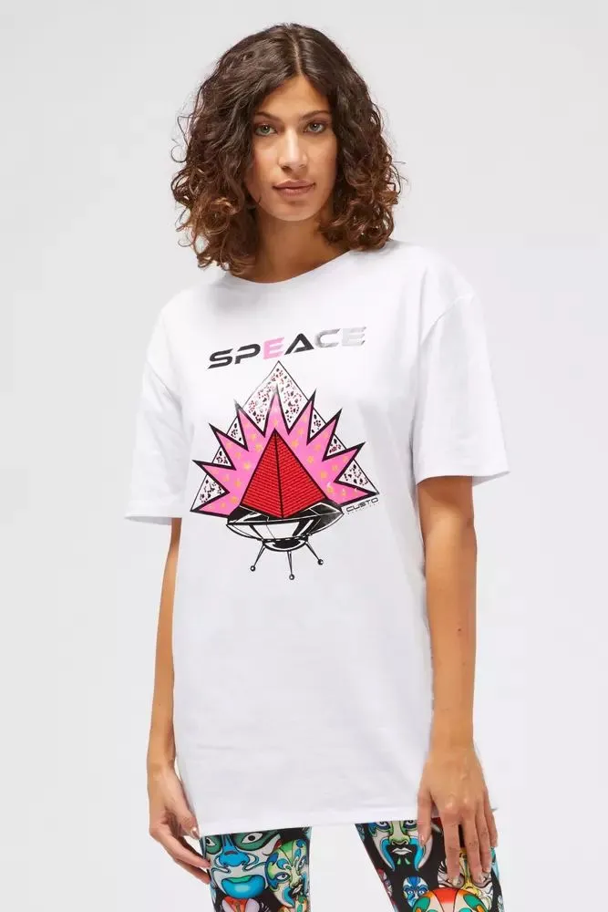 Custo Barcelona Women's Elegant White Printed Tee