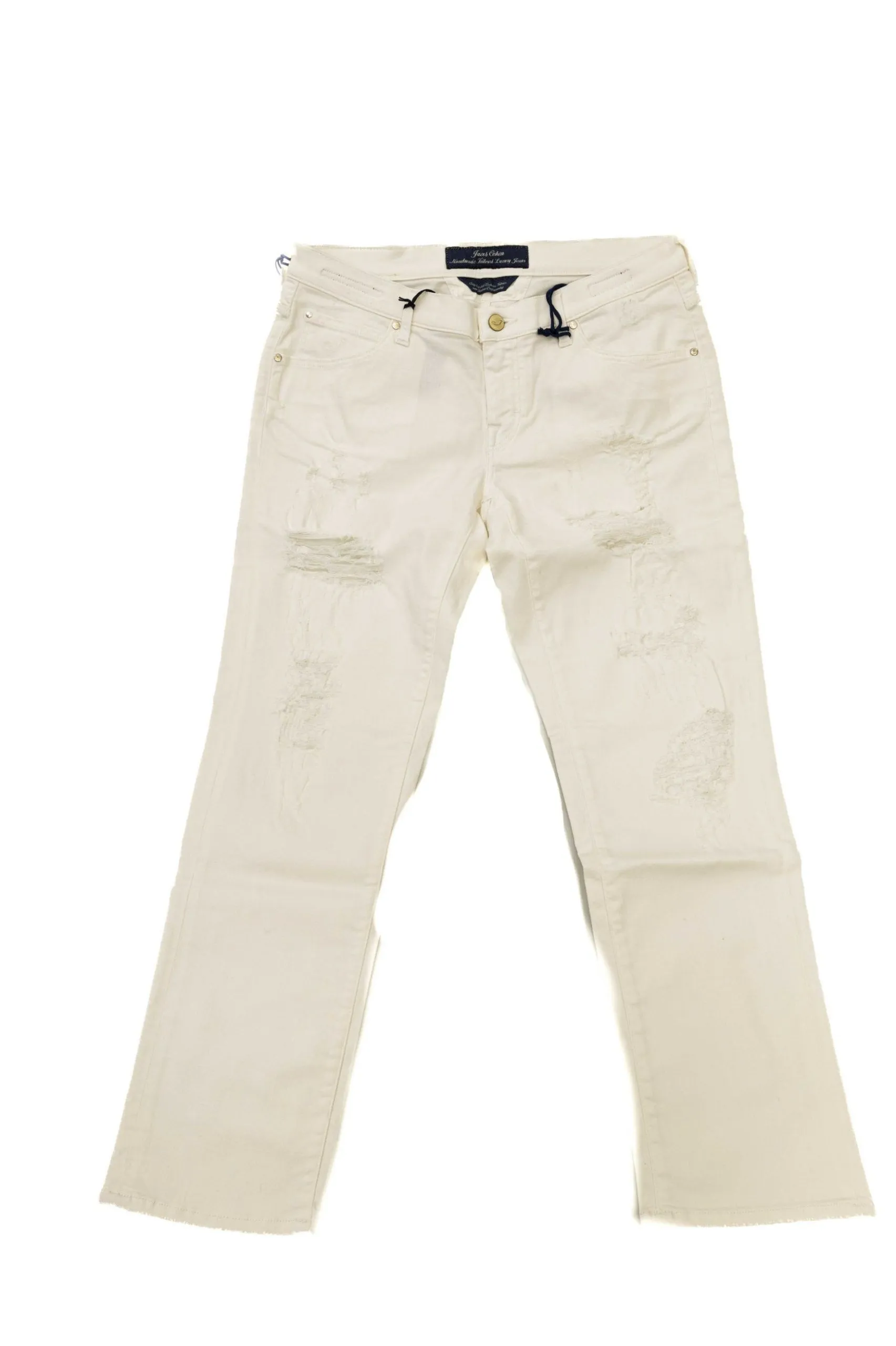 Jacob Cohen Women's Elegant White Straight Leg Jeans with Chic Detailing