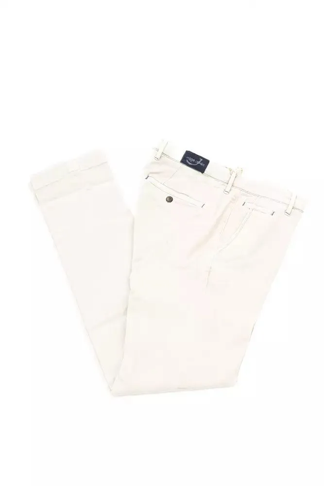 Jacob Cohen Men's Elegant Silver Chino Trousers with Embroidery