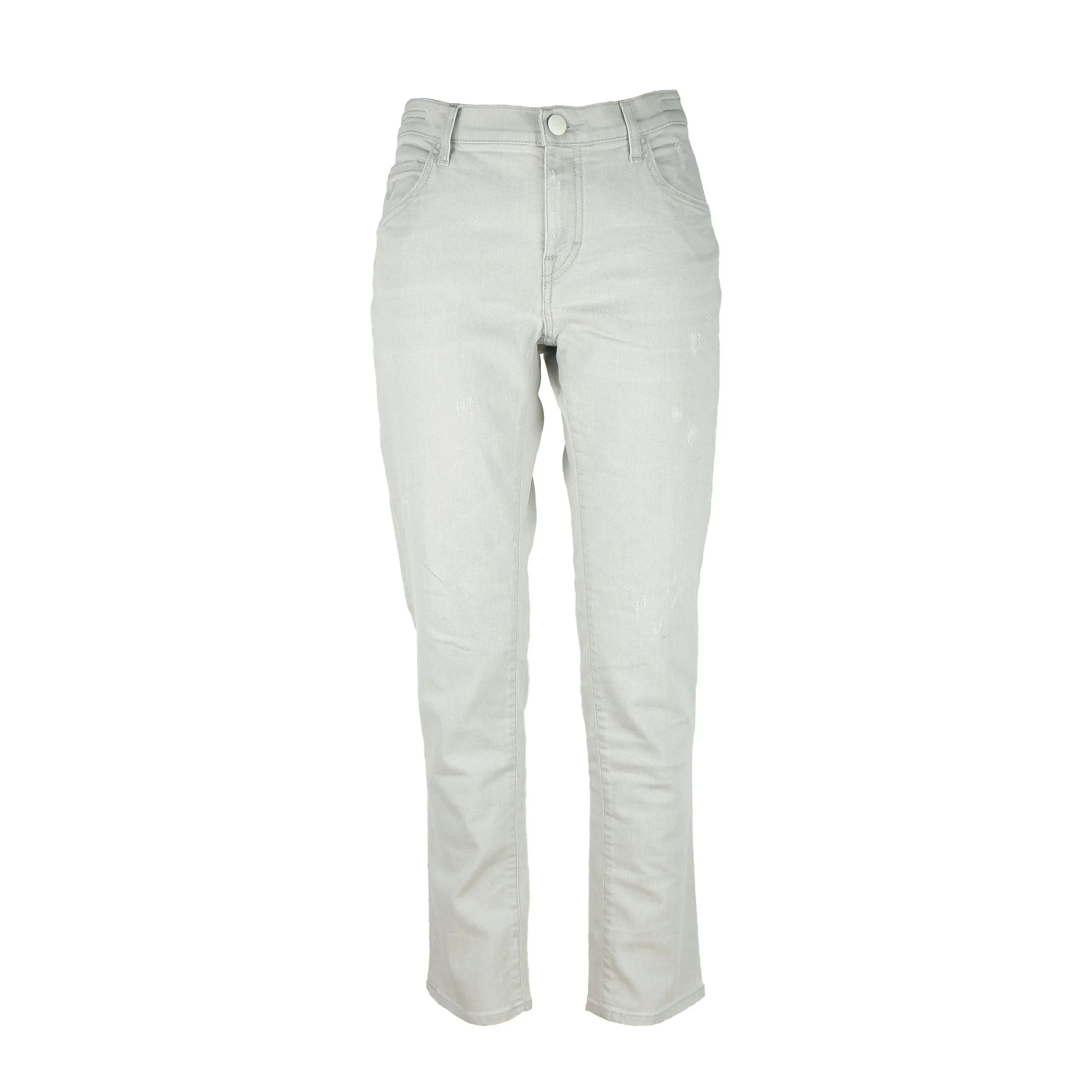 Jacob Cohen Women's Karen Straight Grey Jeans with Silver Leather Patch