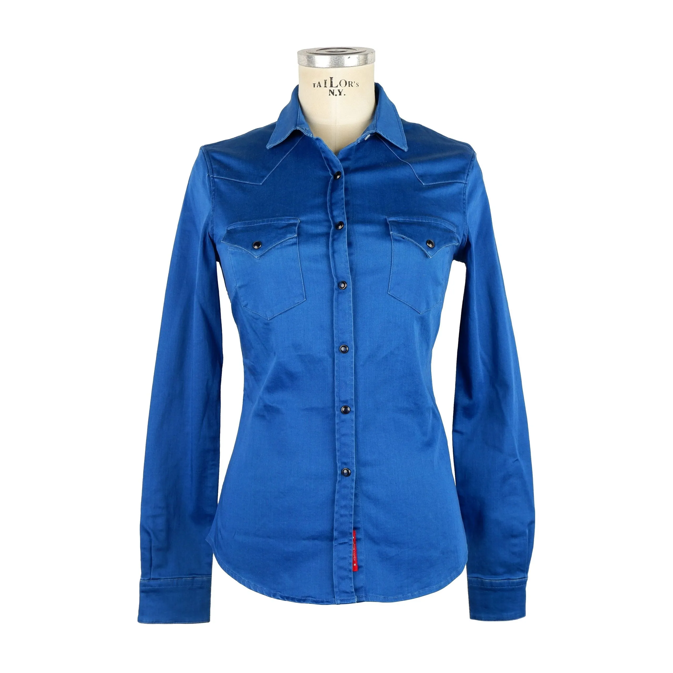 Jacob Cohen Women's Elegant Blue Cotton Blouse with Chest Pockets