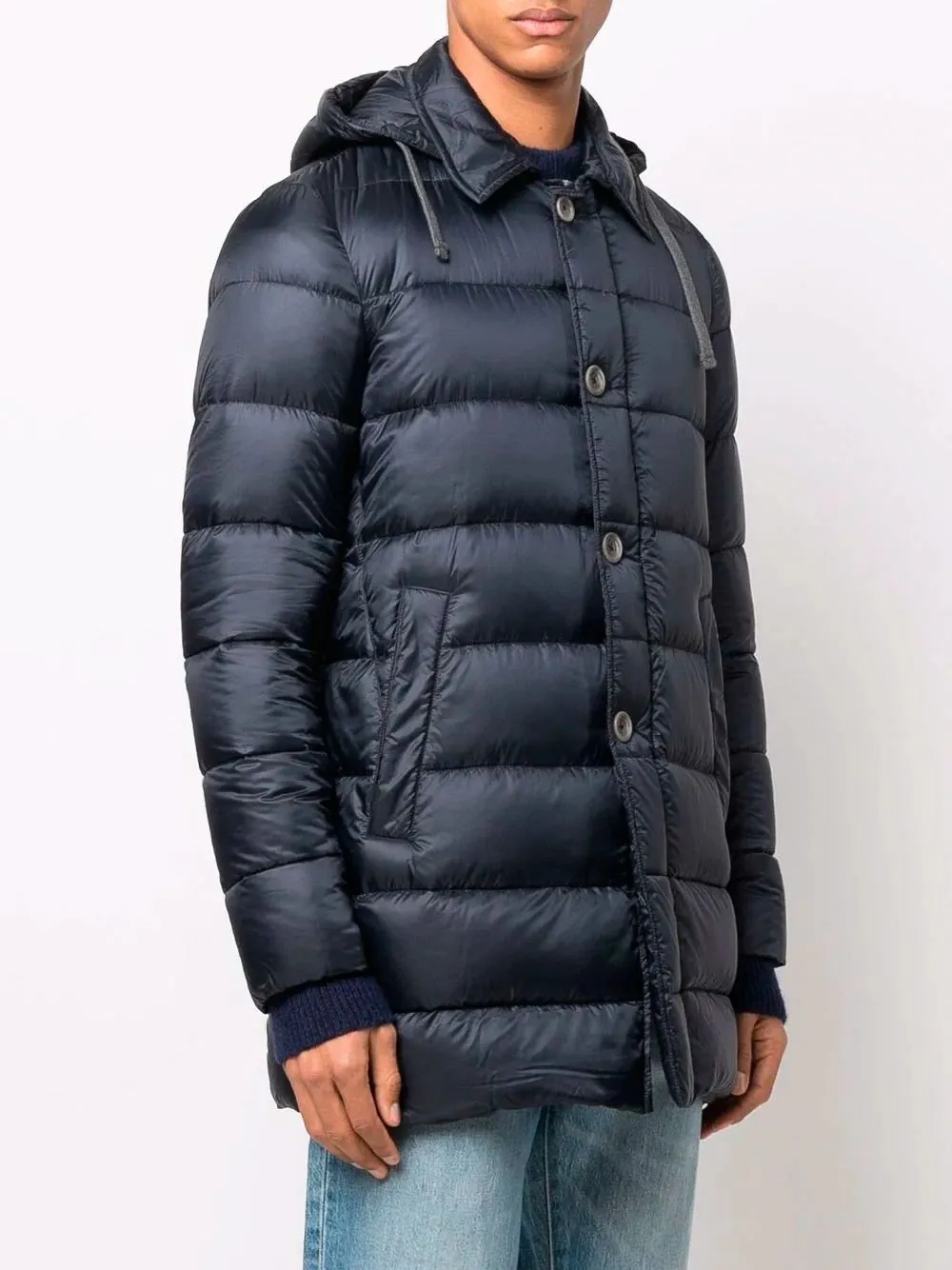 Herno Men's Elegant Navy Quilted Down Coat