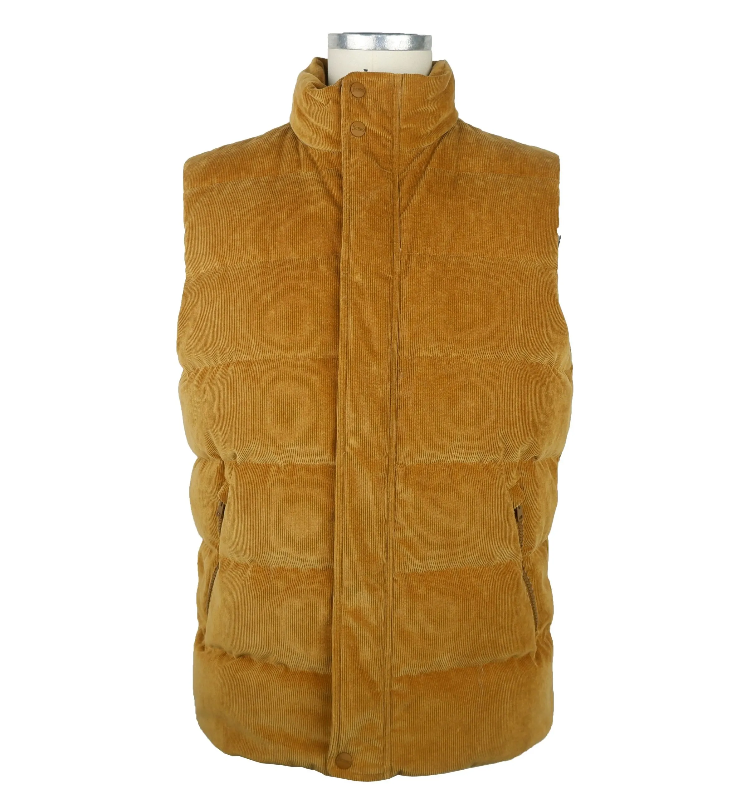 Herno Men's Elegant Beige Goose Down Vest - Smooth Zip Closure