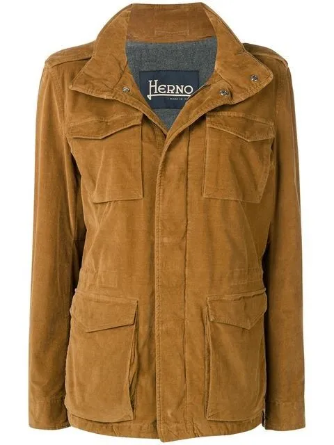 Herno Women's Velvet Cotton Hooded Multipocket Jacket