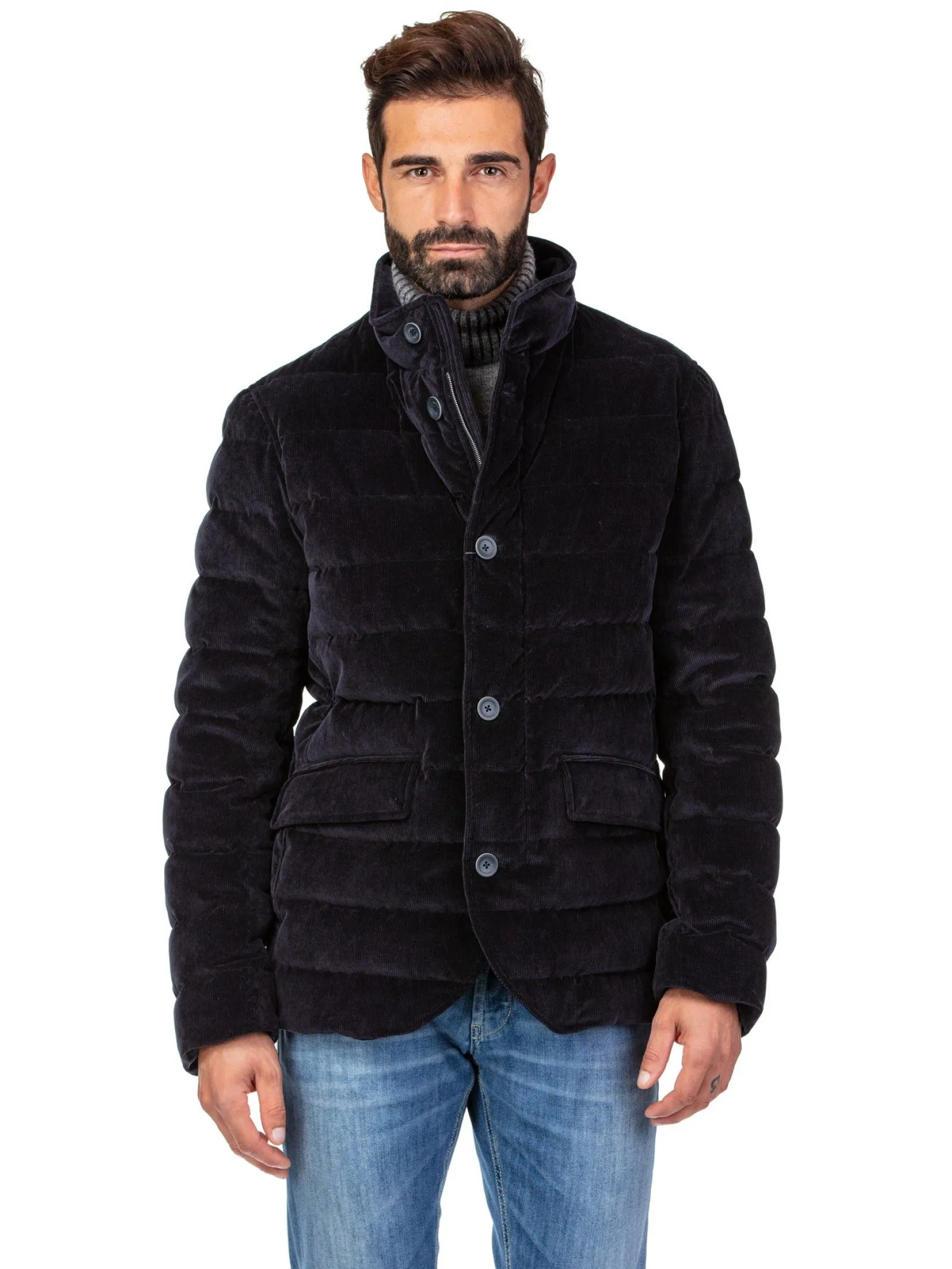 Herno Men's Sophisticated Quilted Velvet Blazer Jacket