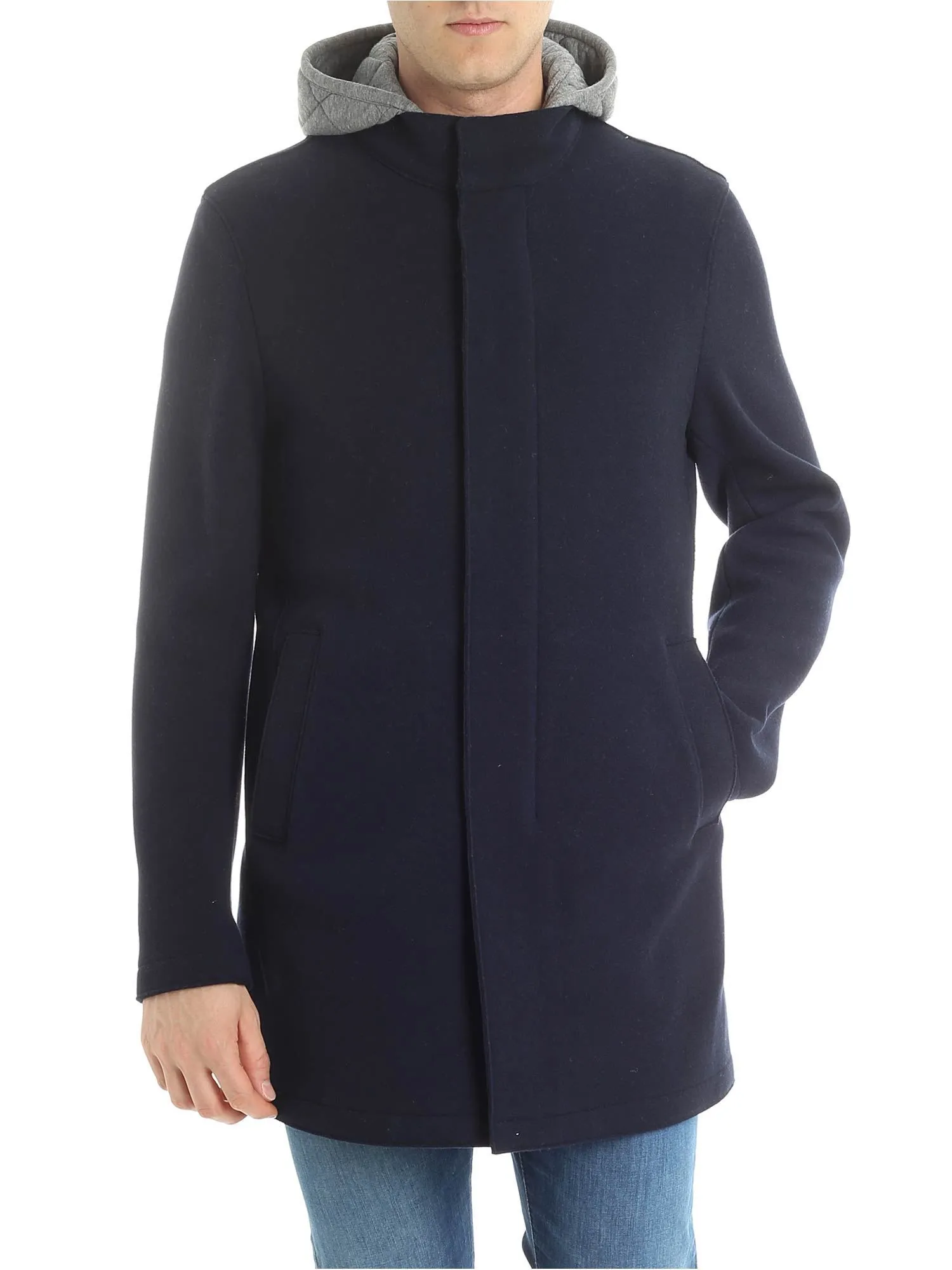 Herno Men's Chic Blue Resort Coat with Detachable Hood