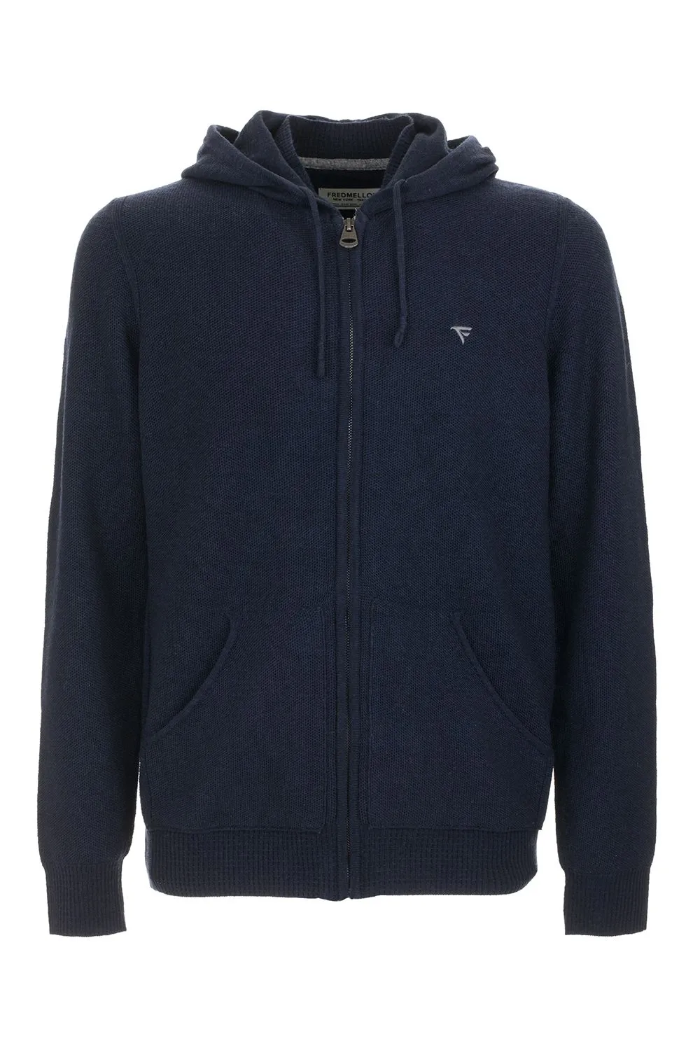 Fred Mello Men's Cozy Wool Blend Zip Hoodie Sweater in Blue