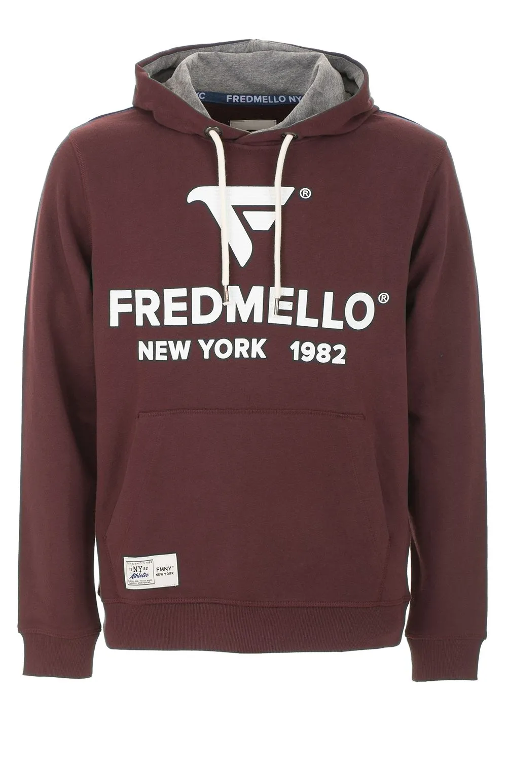 Fred Mello Men's Radiant Red Cotton Hoodie with Logo Accent