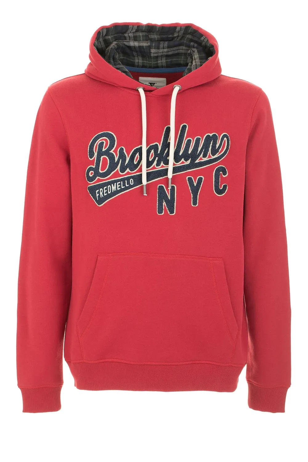 Fred Mello Men's Radiant Red Cotton Hoodie with Logo Accent