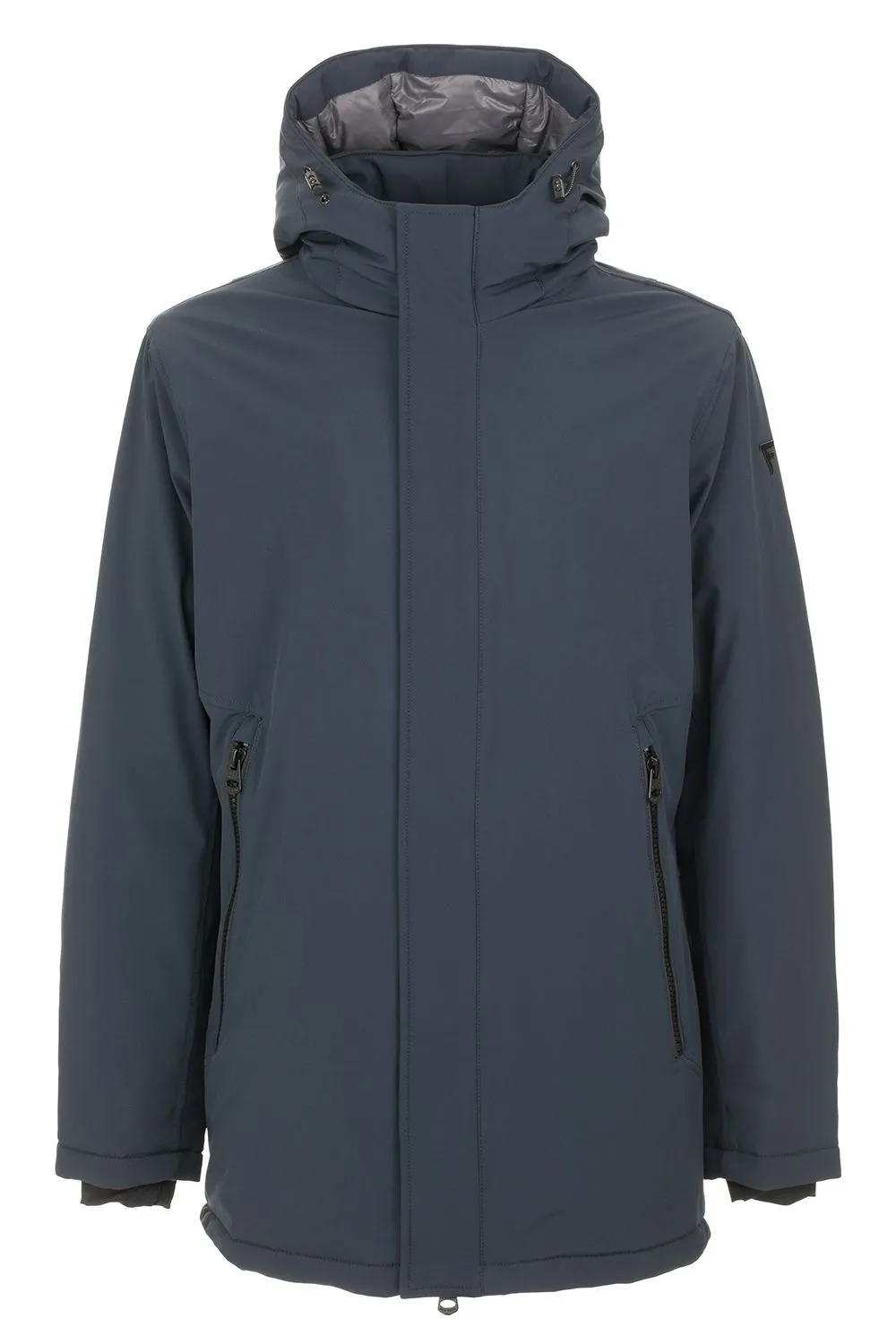 Fred Mello Men's Sleek Blue Hooded Parka with Chic Design