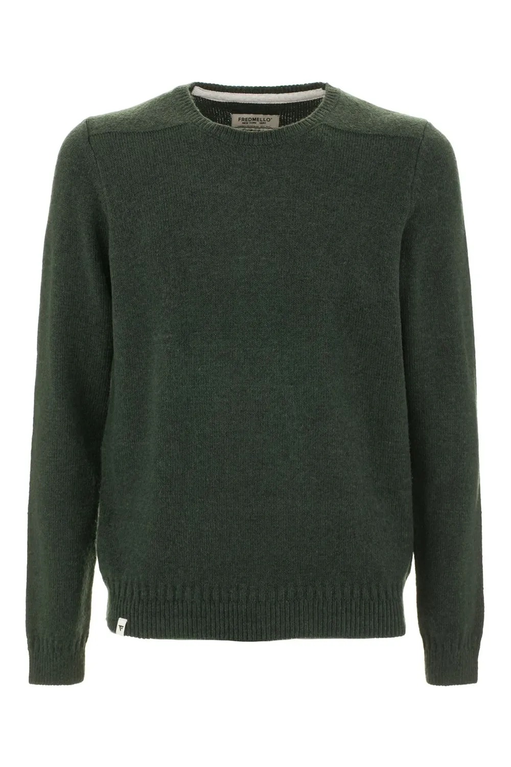 Fred Mello Men's Chic Green Crewneck Cotton Blend Sweater for Men