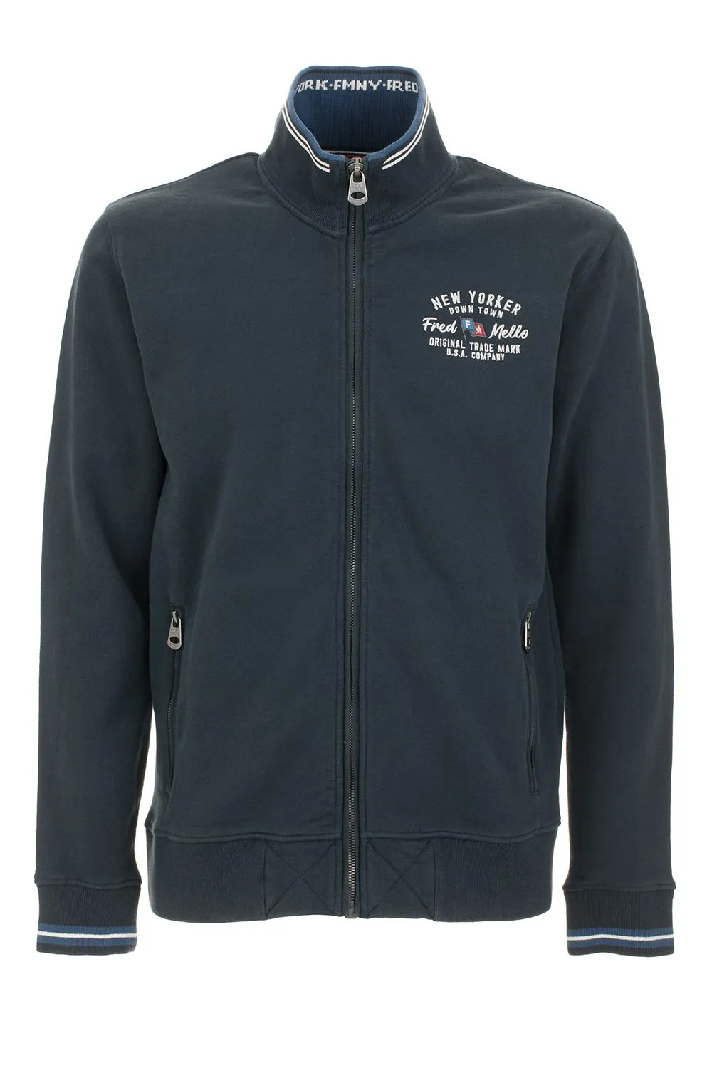 Fred Mello Men's Chic Blue Cotton Jacket with Brand Logo