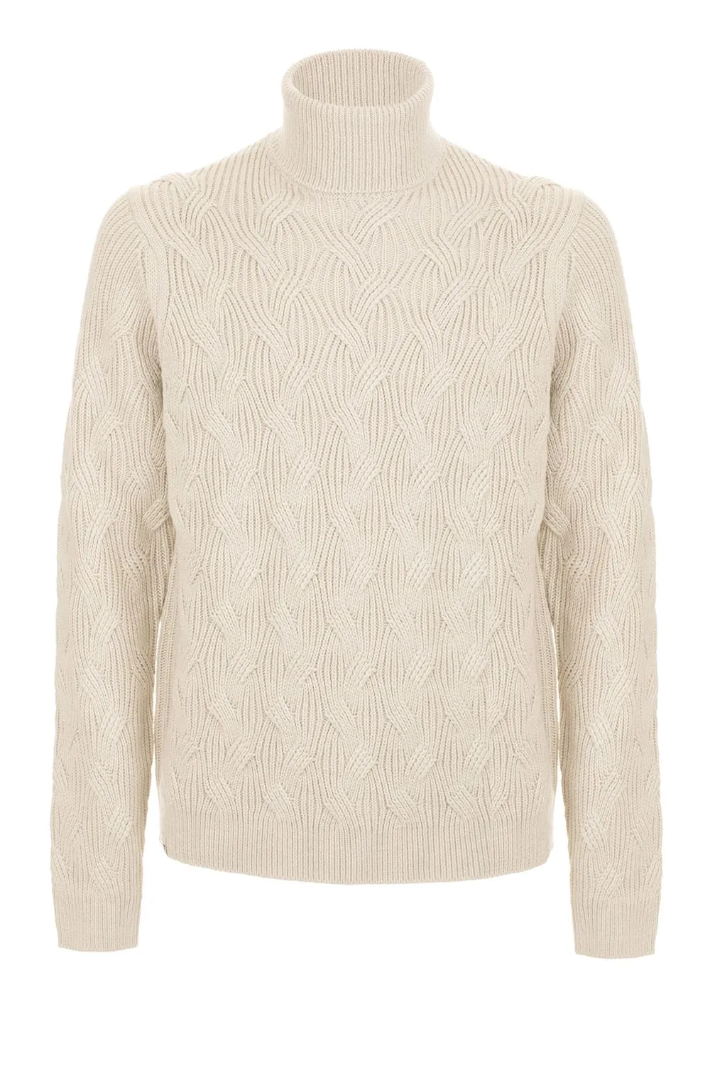 Fred Mello Men's Beige Wool Blend Turtleneck Sweater
