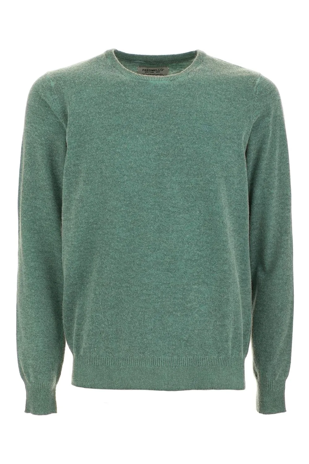 Fred Mello Men's Chic Green Wool Blend Crewneck Sweater