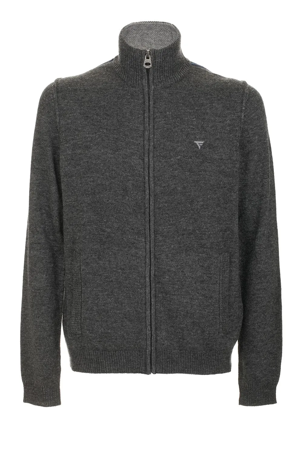Fred Mello Men's Elegant Wool Blend Zip Sweater with High Collar