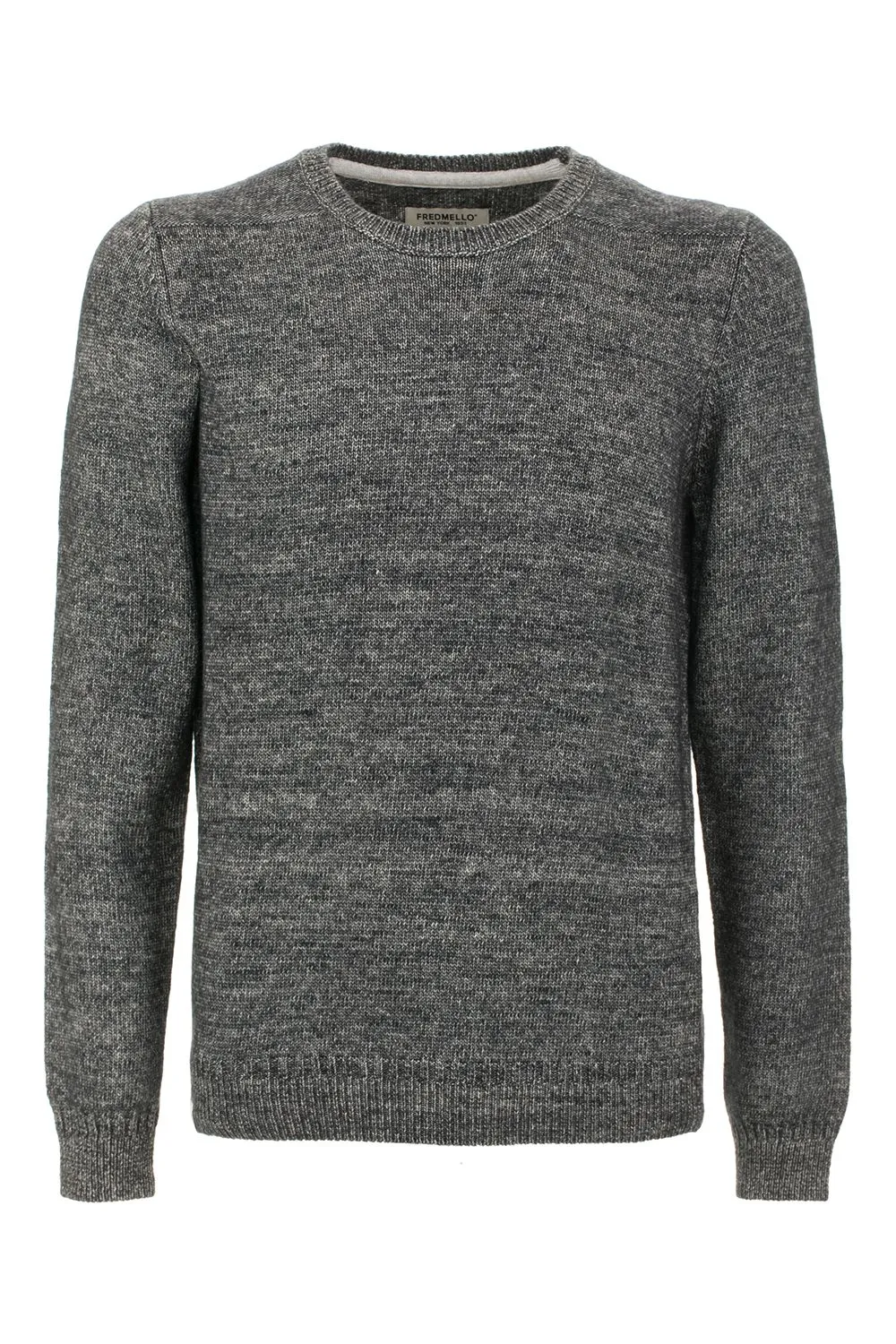 Fred Mello Men's Chic Melange Blue Crewneck Sweater for Men