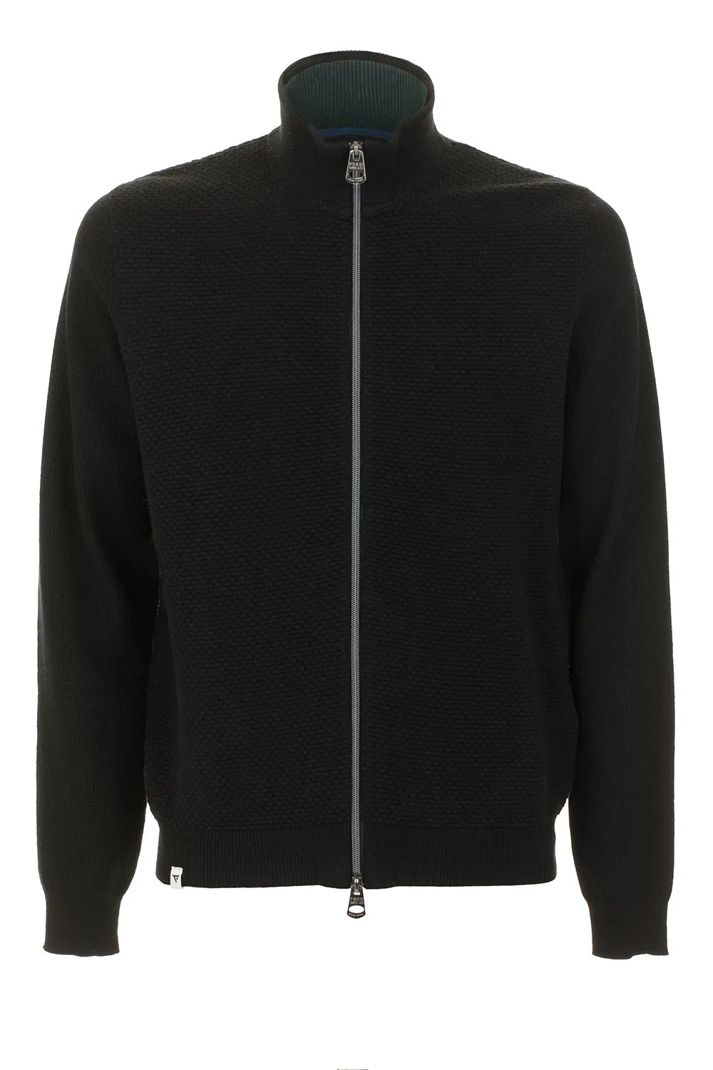 Fred Mello Men's Sleek Black Zip-Up Cotton Blend Jacket