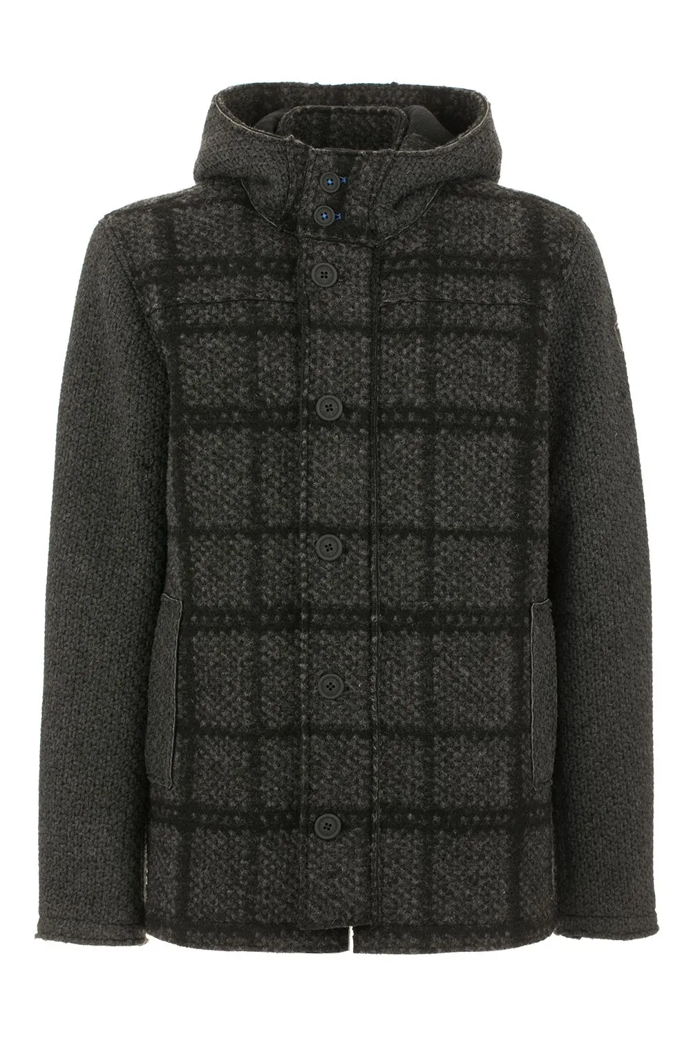 Fred Mello Men's Elegant Anthracite Wool Blend Coat with Hood
