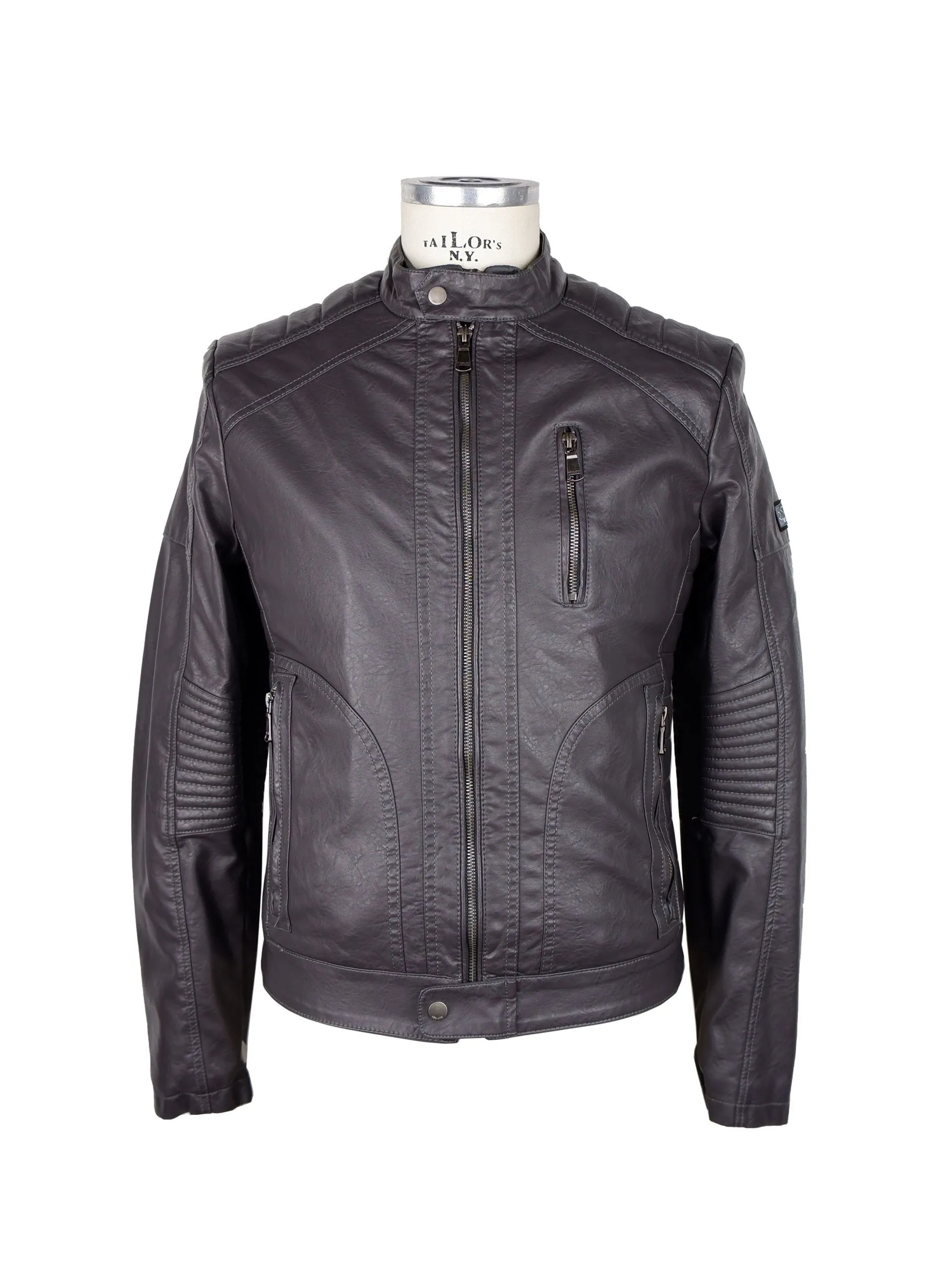 Yes Zee Men's Sleek Dark Grey Eco-Leather Jacket
