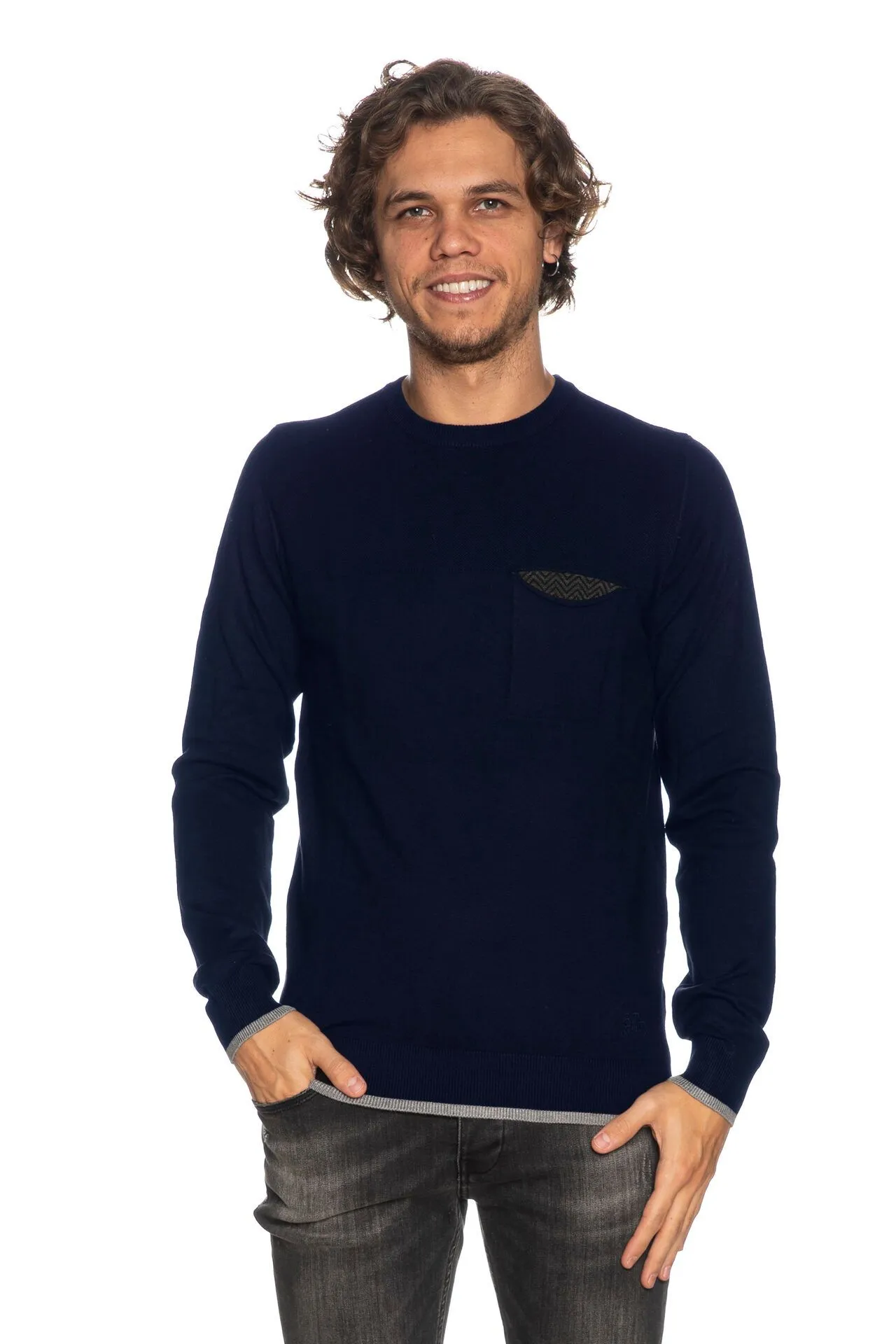 Yes Zee Men's Chic Two-Tone Crewneck Sweater for Men