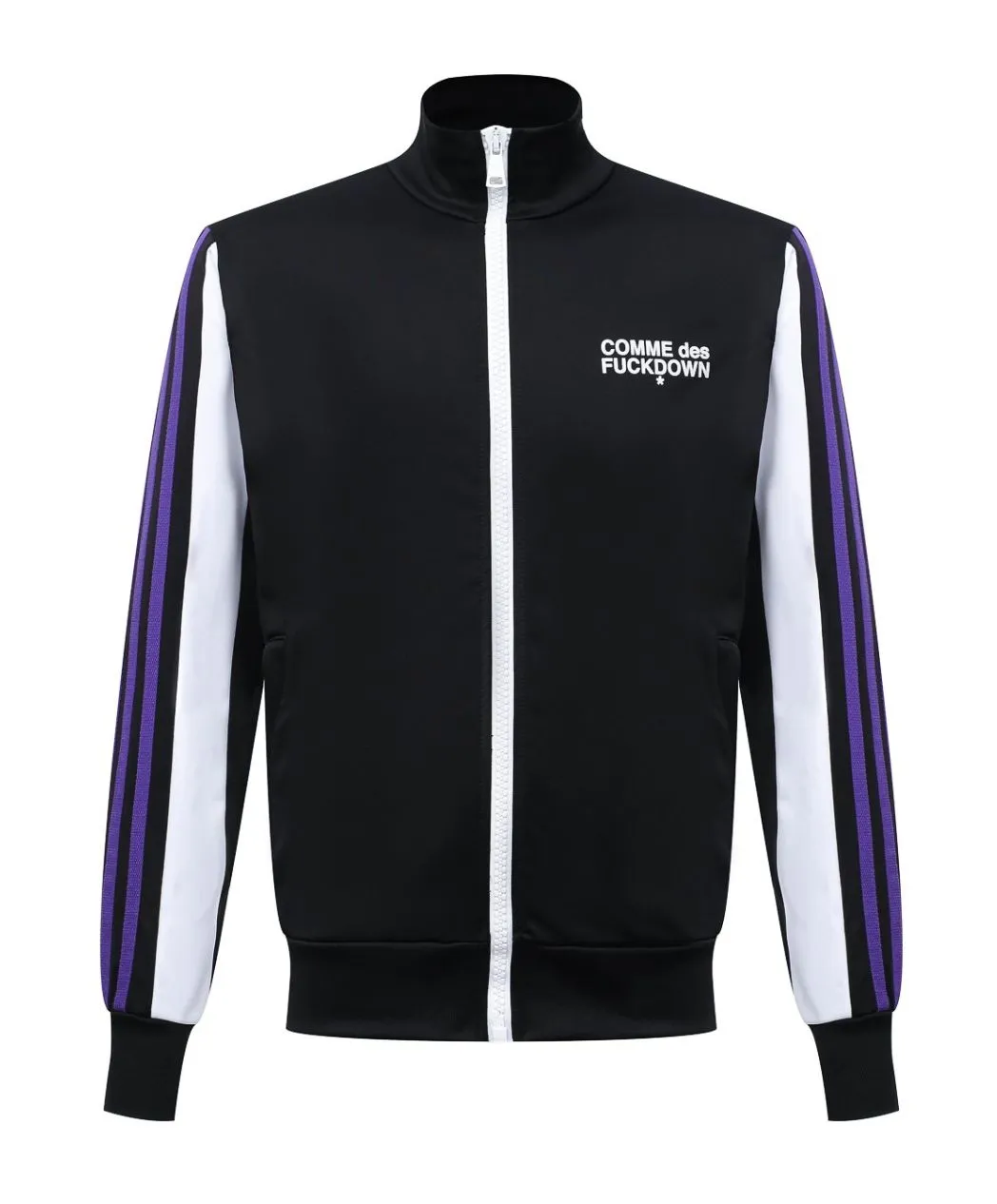 Comme Des Fuckdown Men's Sleek Black Zip-Front Statement Jacket
