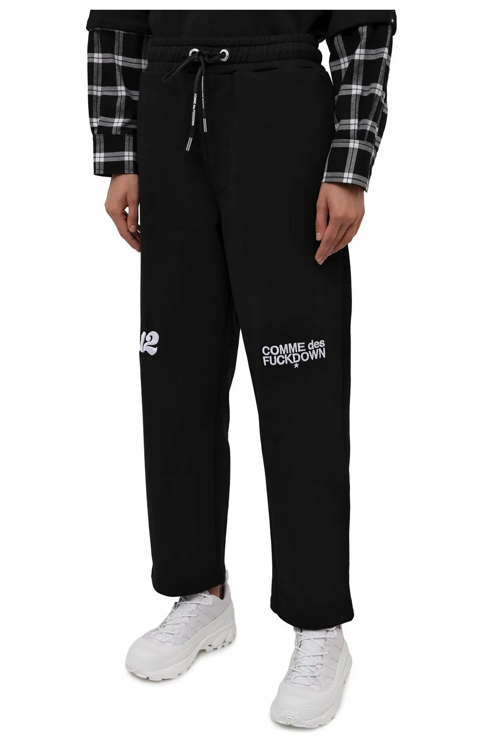 Comme Des Fuckdown Women's Chic Black Stretch Trousers with Drawstring