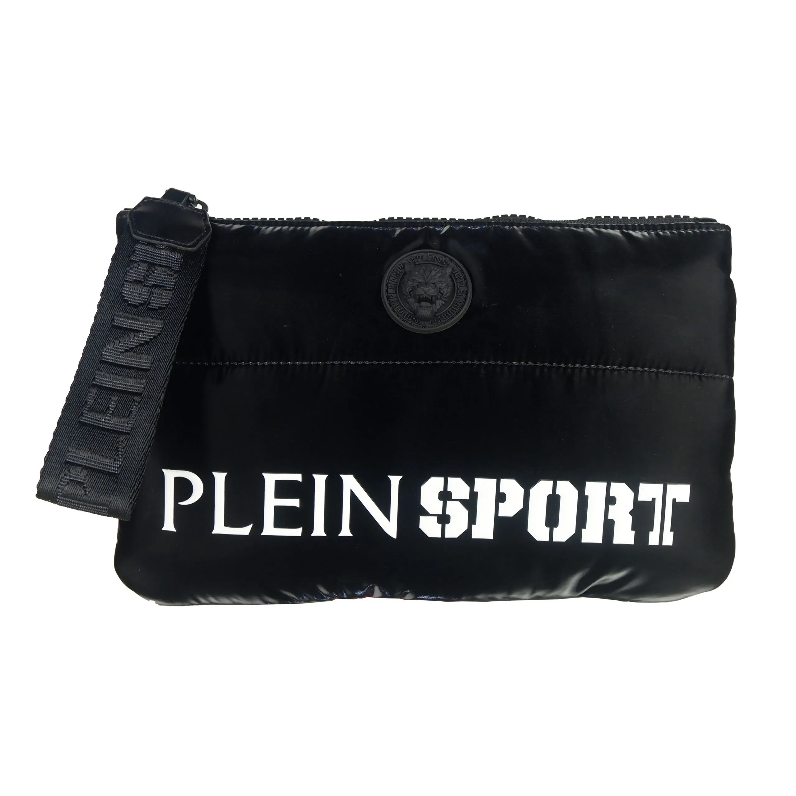 Plein Sport Men's Sleek Black Athleisure Pouch with Logo Detail