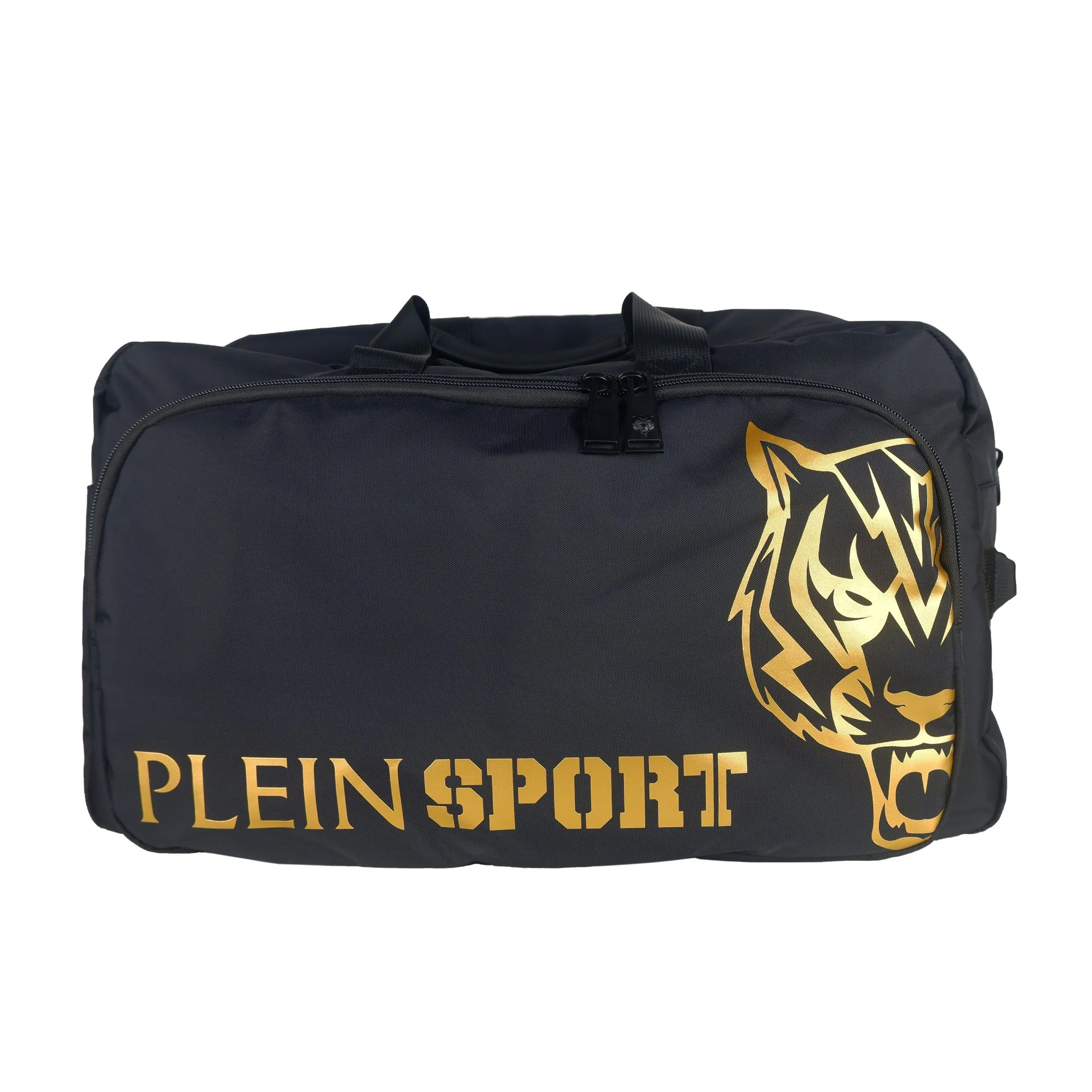 Plein Sport Men's Elegant Black Duffle with Golden Accents