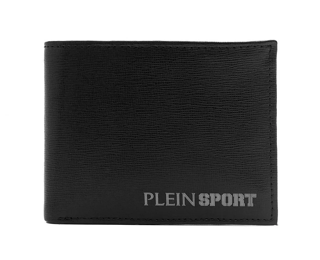 Plein Sport Men's Sleek Black Wallet with Embossed Logo