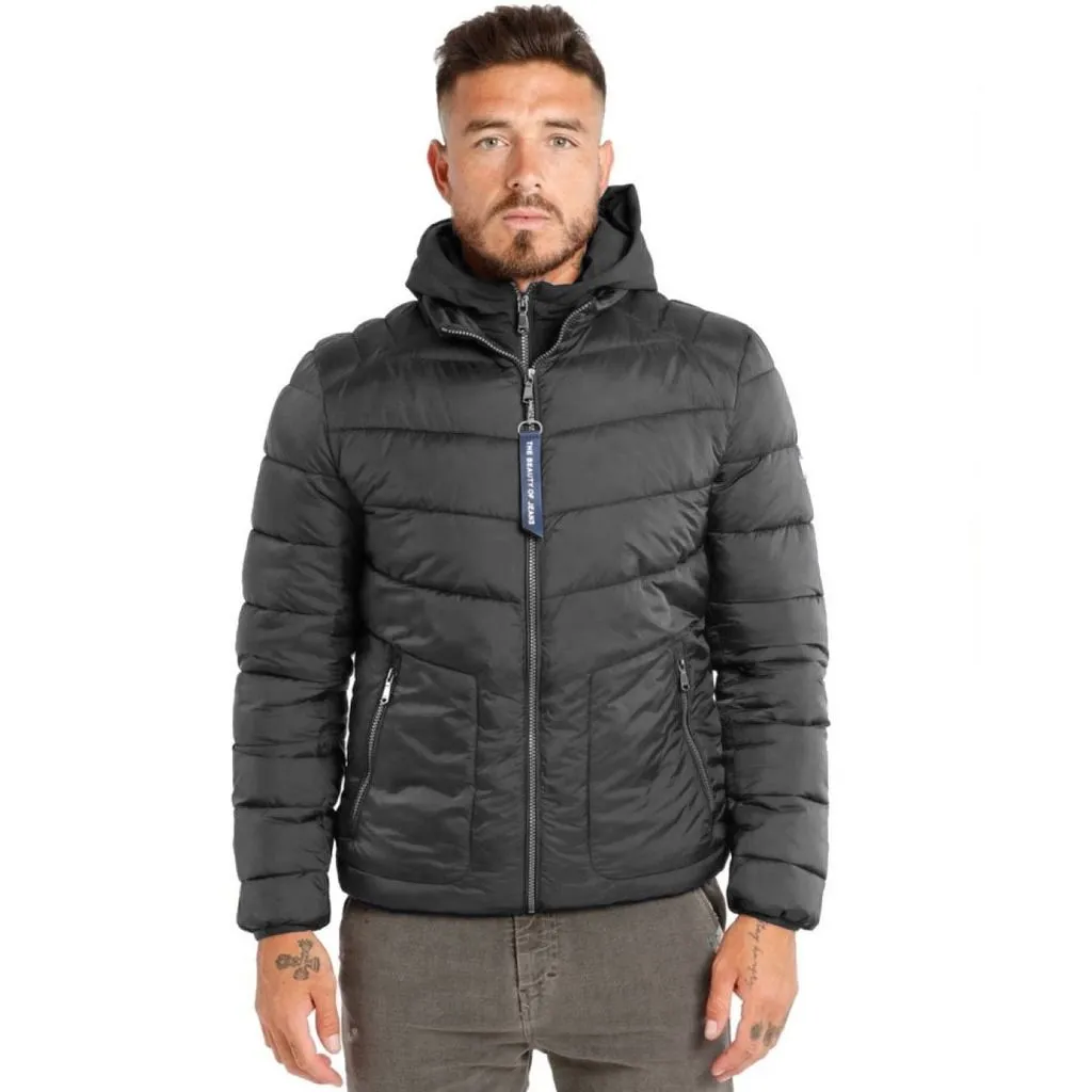 Yes Zee Men's Chic Gray Hooded Zip Jacket - Men's Outerwear Essential
