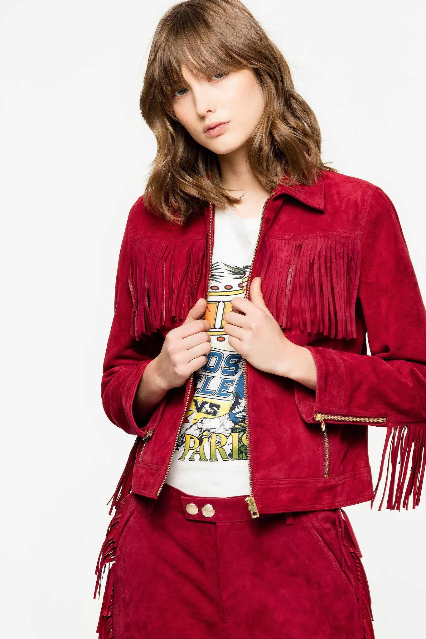 Zadig & Voltaire Women's Suede Fringe Goat Leather Jacket