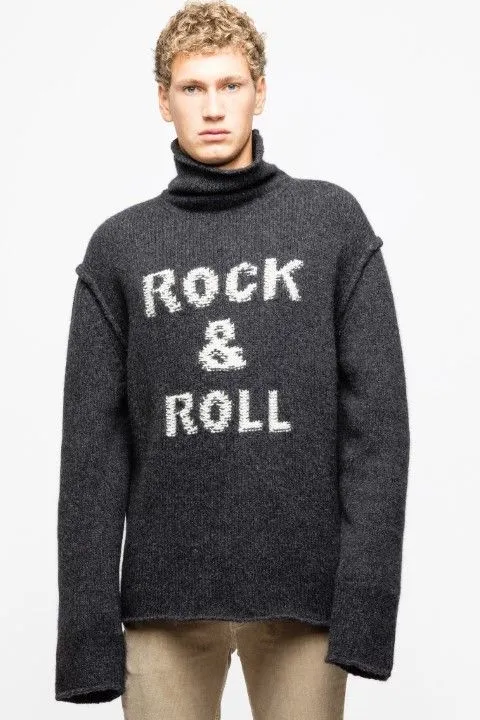 Zadig & Voltaire Men's Chic Gray Alpaca Blend Roundneck Pullover