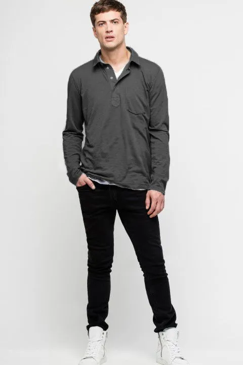 Zadig & Voltaire Men's Elevated Casual Long Sleeve Polo Tee