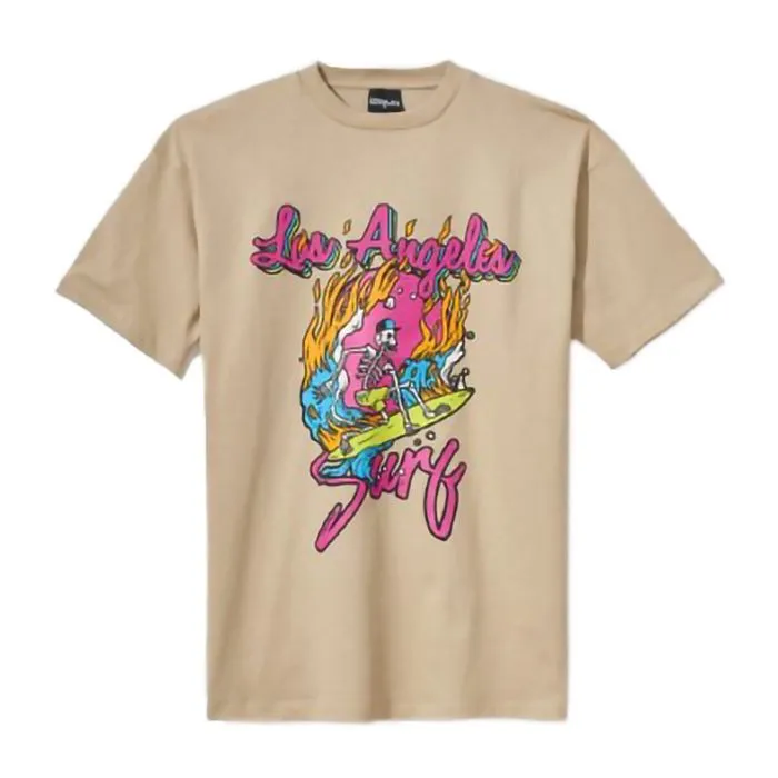 Comme Des Fuckdown Men's Chic Beige Printed Crew Neck Tee for Men
