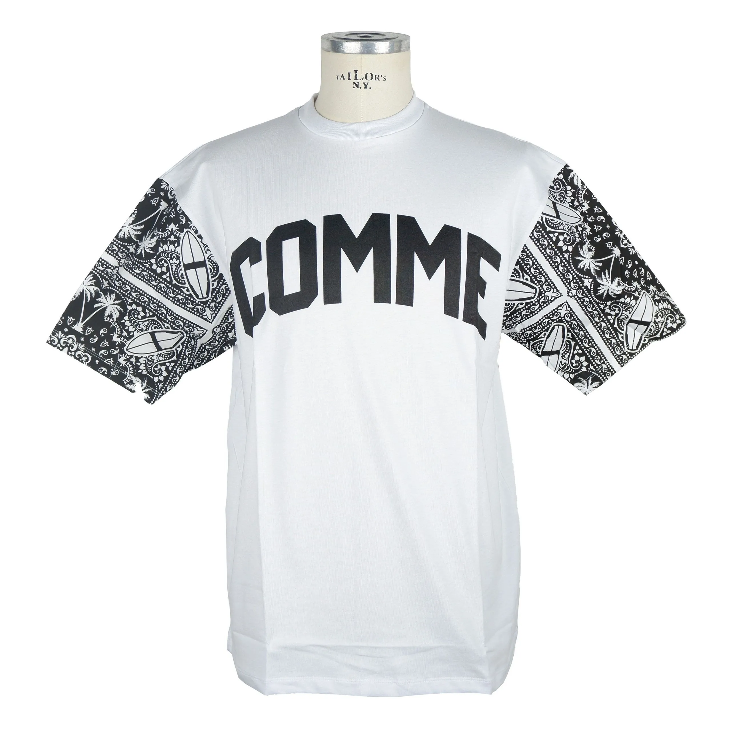 Comme Des Fuckdown Men's Chic White Jersey Tee with Unique Sleeve Print
