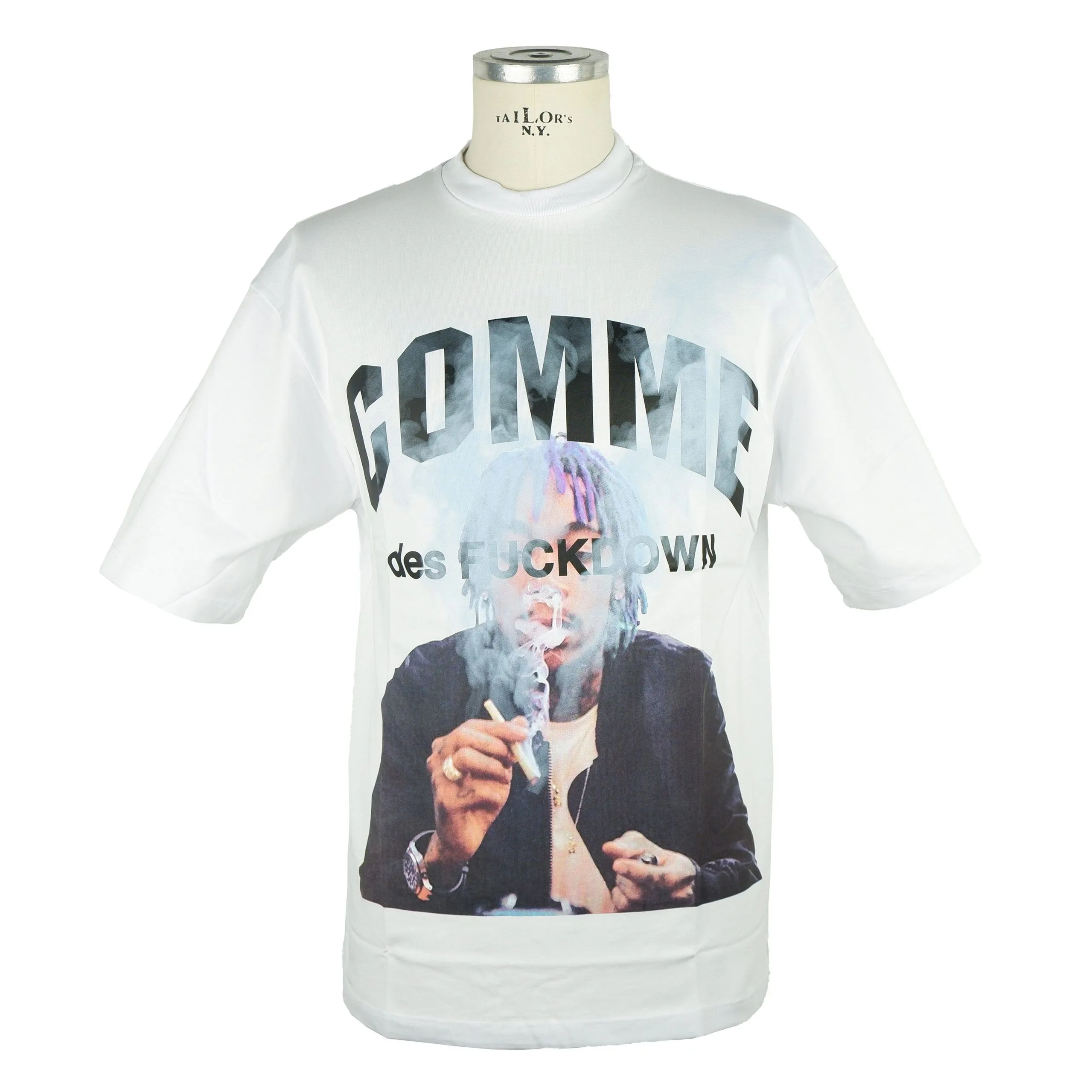 Comme Des Fuckdown Men's Graphic Crew Neck White Tee