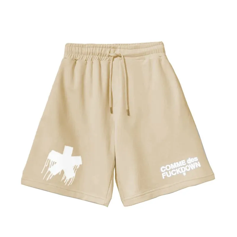 Comme Des Fuckdown Men's Beige Stretch Cotton Shorts with Logo