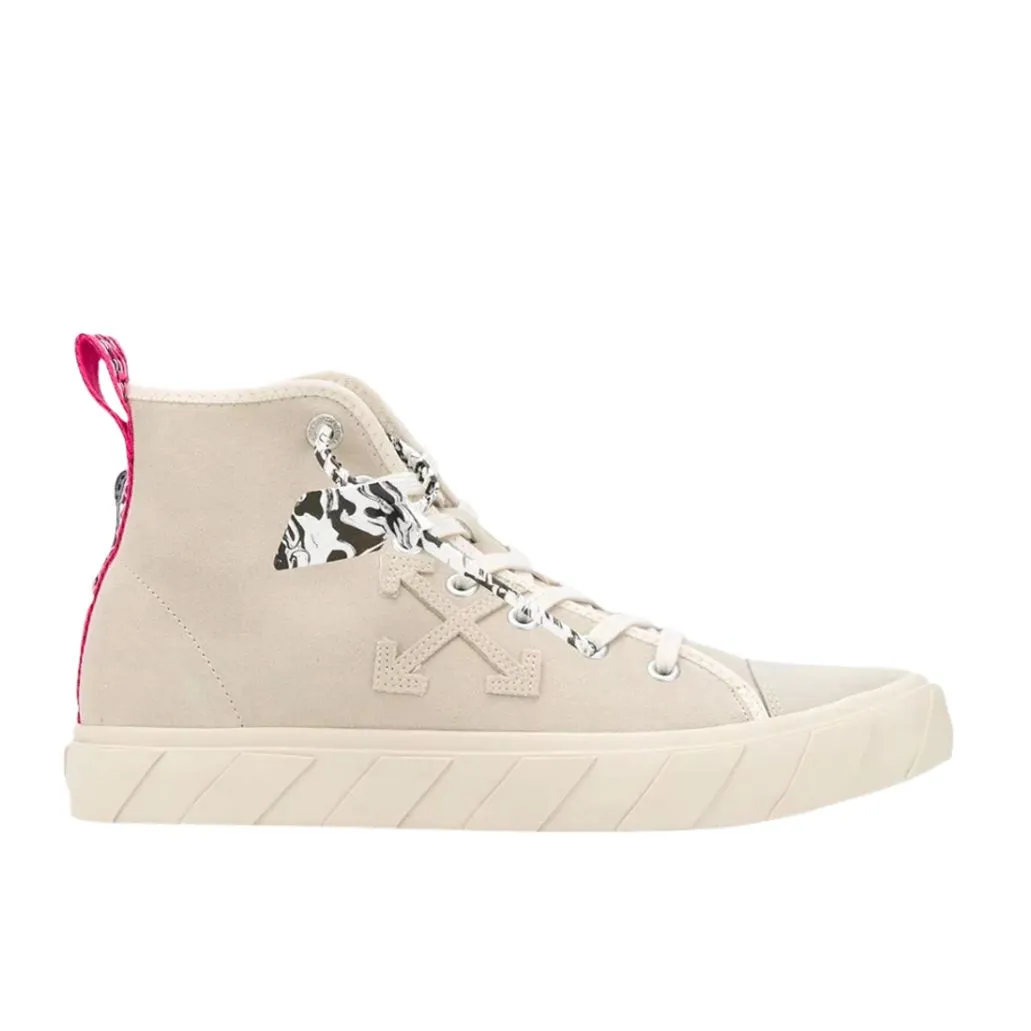 Off-White Men's Beige Suede High-Top Sneakers