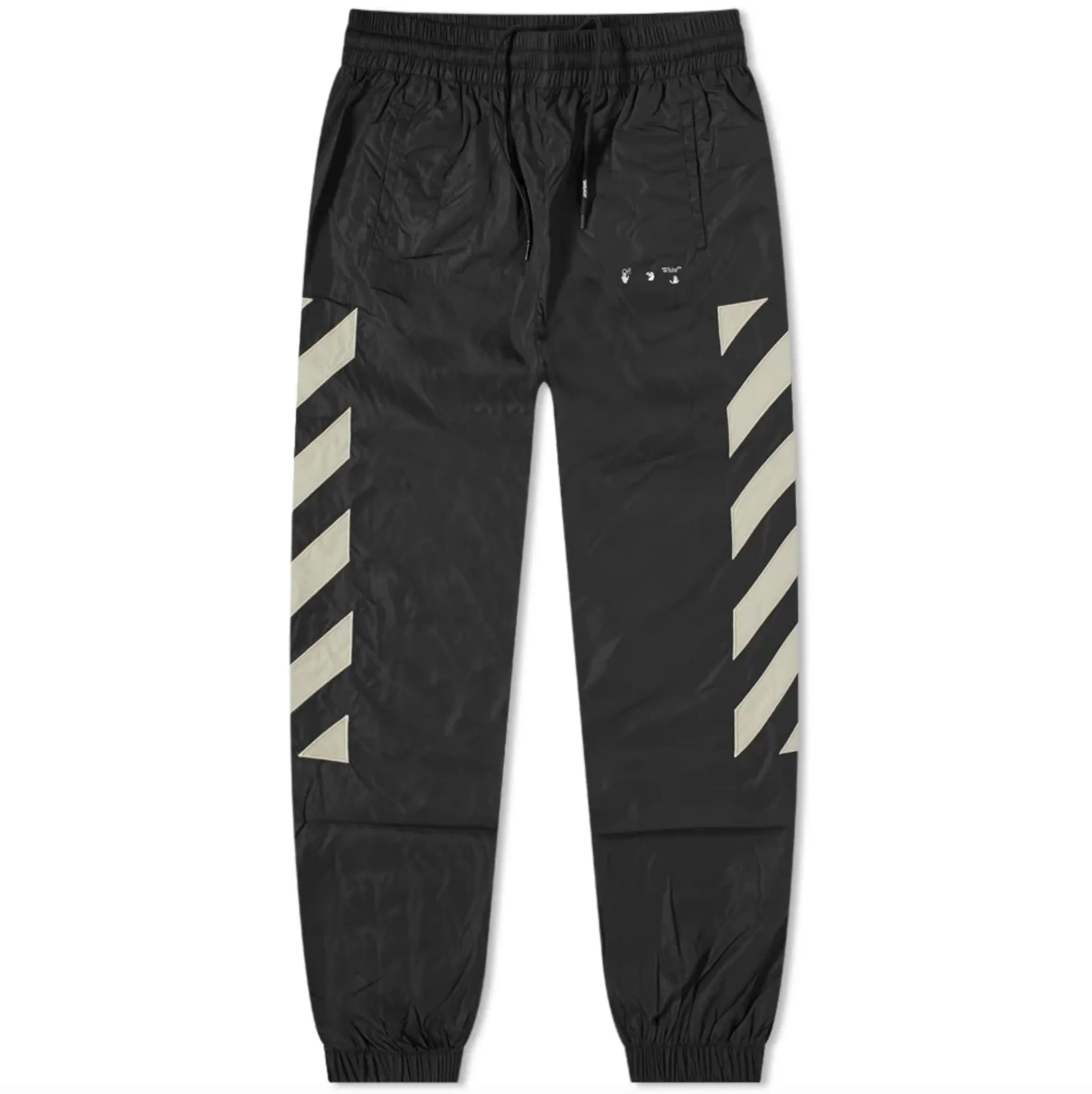 Off-White Men's Sleek Nylon Track Pants in Timeless Black