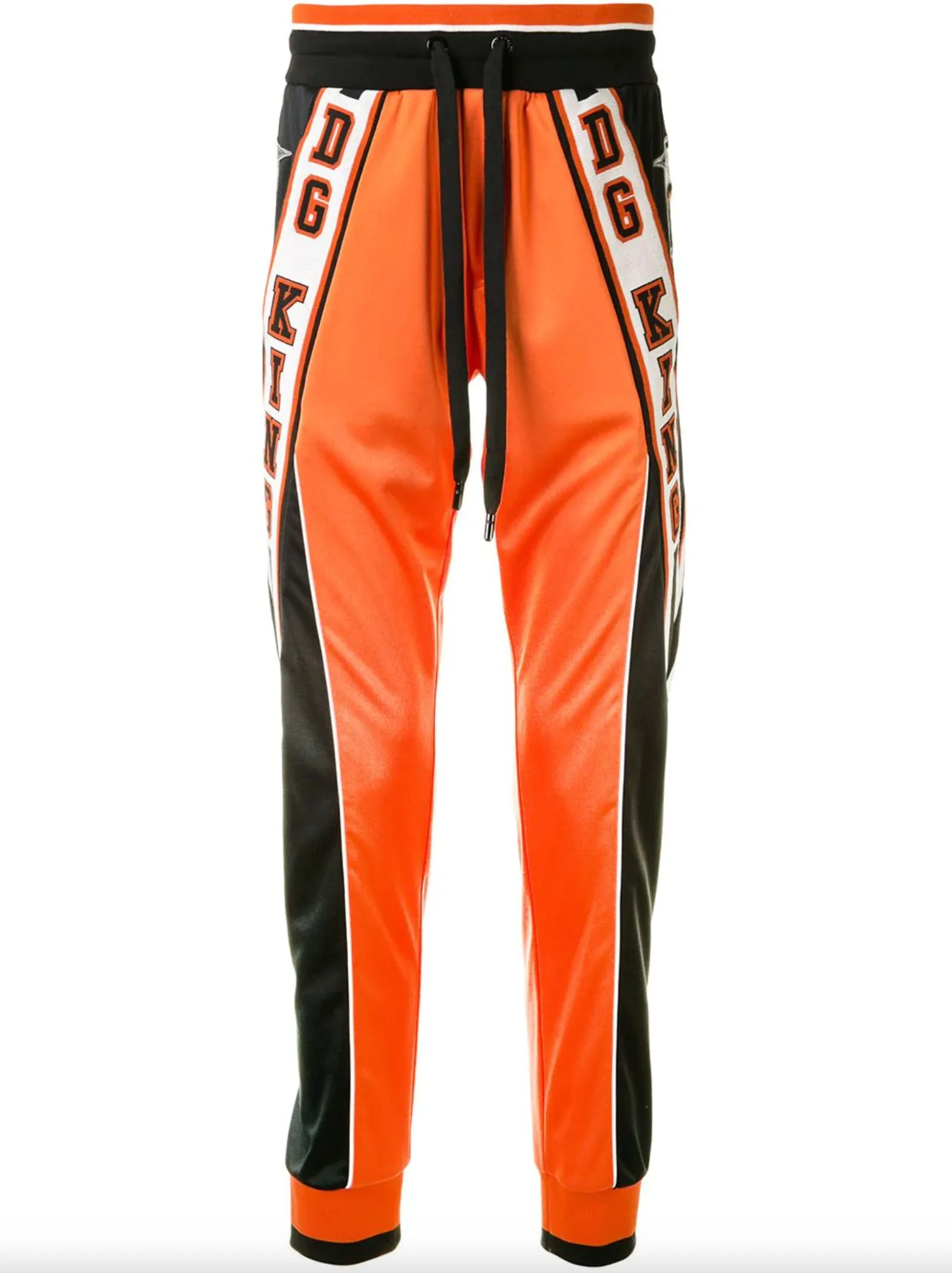 Dolce & Gabbana Men's Silk-Detailed Designer Pants in Vibrant Orange