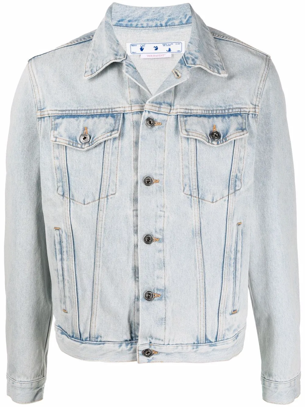 Off-White Men's Iconic Printed Light Blue Denim Jacket