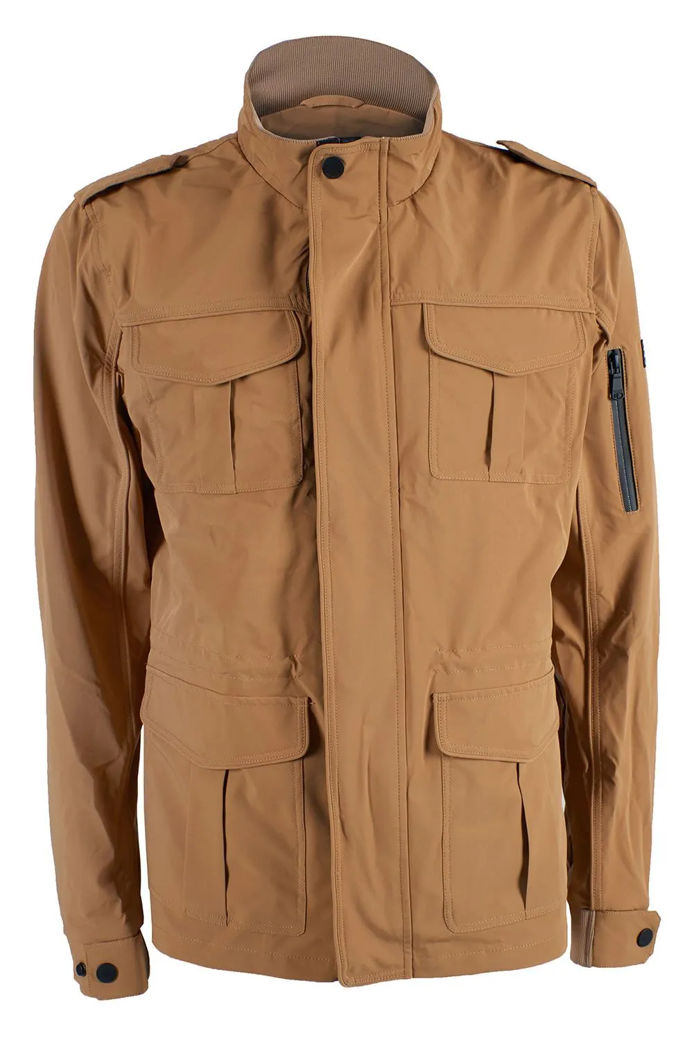 Yes Zee Men's Sleek Brown Technical Fabric Windbreaker