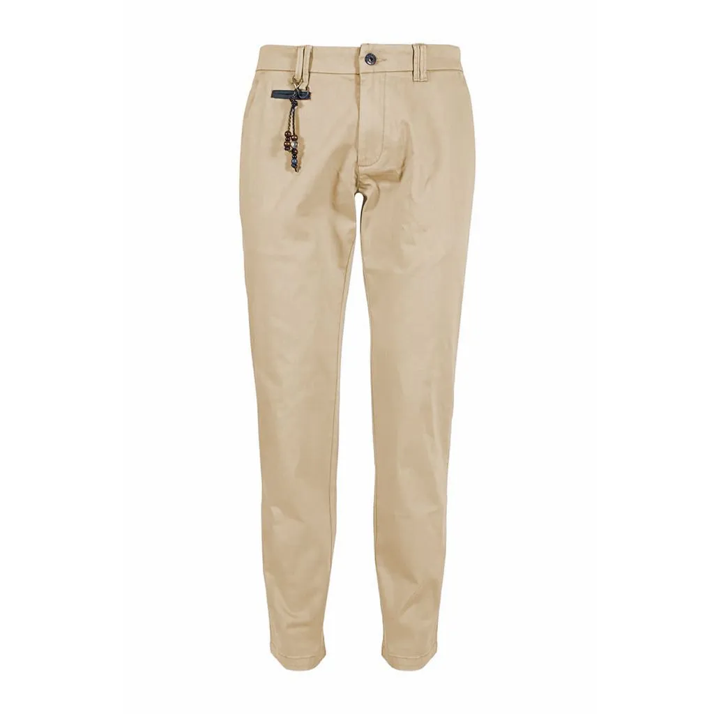 Yes Zee Men's Chic Beige Cotton Chinos with Stretch Comfort